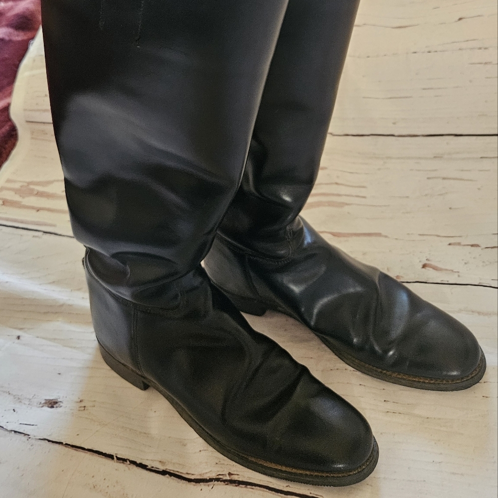 Marlboro English Horse Riding Tall Black Leather Boots Size (EU 4 1/2) US 7 - Picture 11 of 11